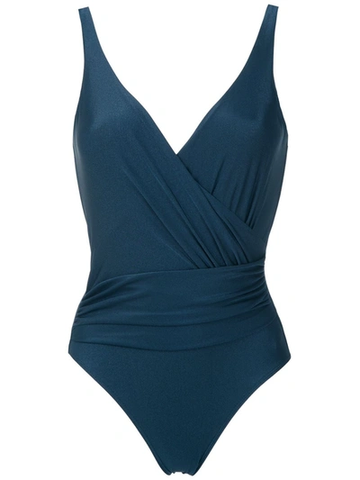 Shop Lygia & Nanny Maisa Draped Swimsuit In Blue