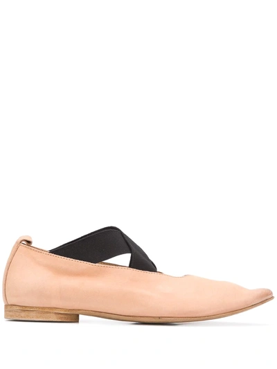 Shop Uma Wang Crisscross Strap Pointed Toe Ballerinas In Brown