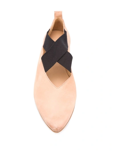Shop Uma Wang Crisscross Strap Pointed Toe Ballerinas In Brown