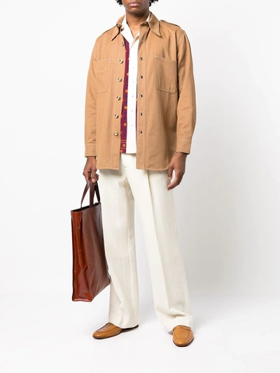 Wales Bonner Issac Cotton-blend Twill Shirt In Brown