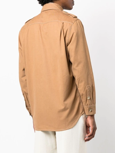 Wales Bonner Issac Cotton-blend Twill Shirt In Brown