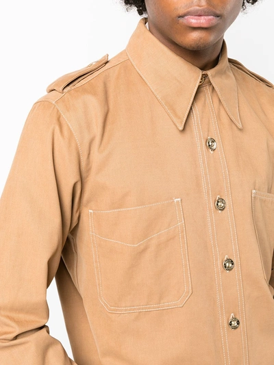 Wales Bonner Issac Cotton-blend Twill Shirt In Brown