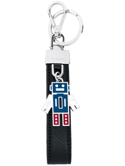 Shop Prada Robot Key Chain In Black