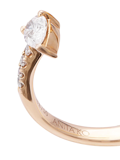Shop Anita Ko 18kt Rose Gold Saturn Diamond Ring In Rosegold