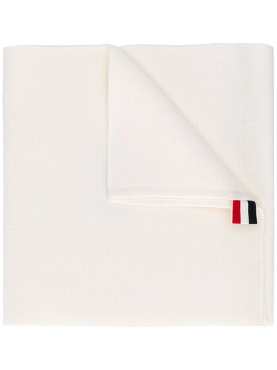 Shop Thom Browne Milano Stitch Merino Scarf In White
