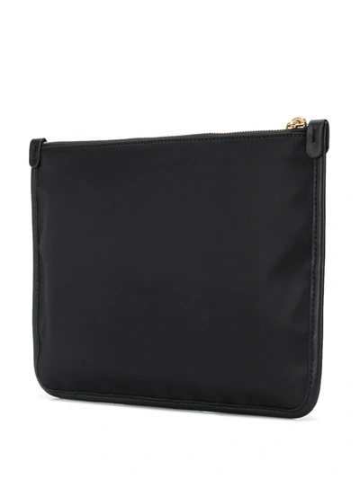 Shop Moschino Logo Zip Clutch Bag In Black