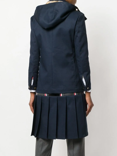 Shop Thom Browne Pleated-panel Hooded Raincoat In Blue