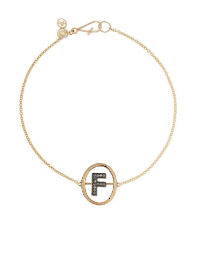 Shop Annoushka 18kt Yellow Gold Diamond Initial F Bracelet In 18ct Yellow Gold