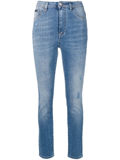 PHILIPP PLEIN HIGH-WAISTED SKINNY JEANS - 蓝色