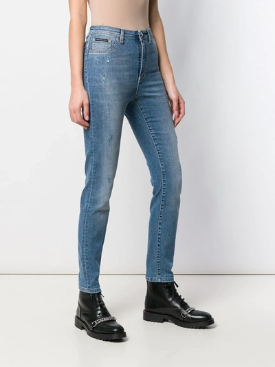 PHILIPP PLEIN HIGH-WAISTED SKINNY JEANS - 蓝色