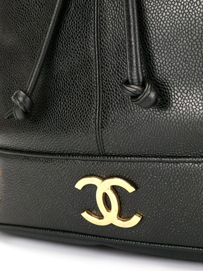 Pre-owned Chanel 1992 Cc Logo Chain Backpack In Black