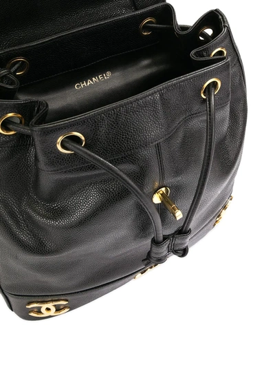 Pre-owned Chanel 1992 Cc Logo Chain Backpack In Black