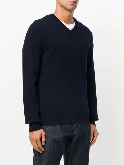 Comme Des Garçons Play Embroidered Heart Patch Sweater In Blue