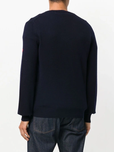 Comme Des Garçons Play Embroidered Heart Patch Sweater In Blue