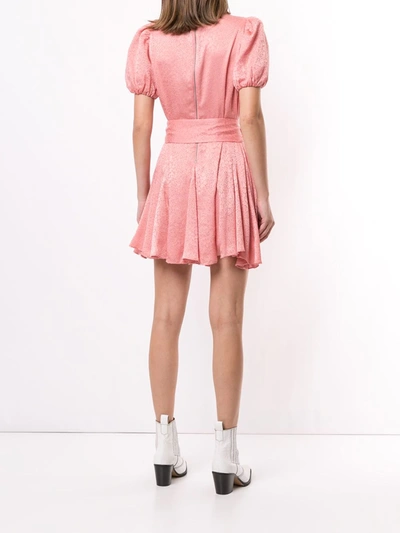 Shop Alice And Olivia Mina Pleated Sleeve Dress In Pink