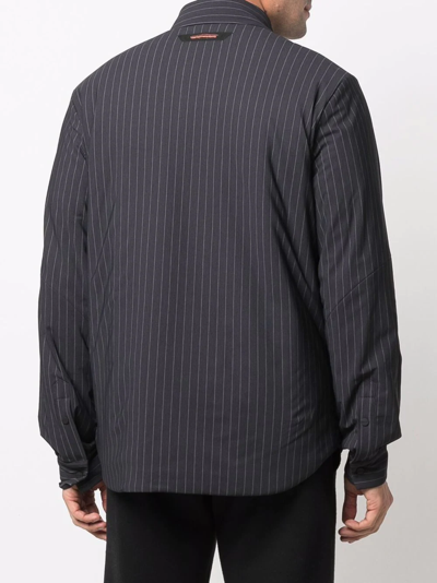 Shop Sease Stripe-print Pocket Shirt Jacket In Grau