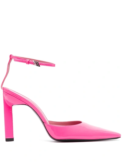 Attico Pointed Leather Heeled Pumps In Pink