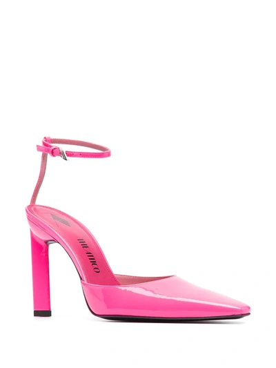 Attico Pointed Leather Heeled Pumps In Pink