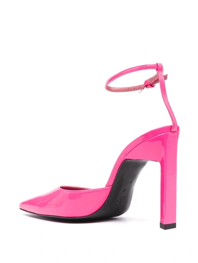 Attico Pointed Leather Heeled Pumps In Pink