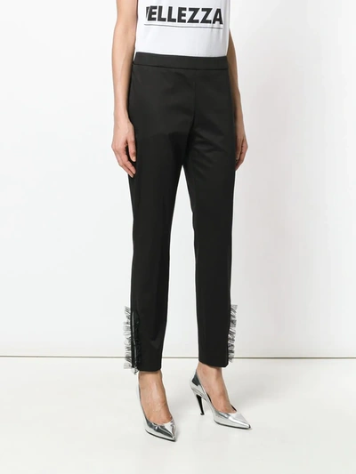 Shop Moschino Tulle Cuff Tailored Trousers In Black