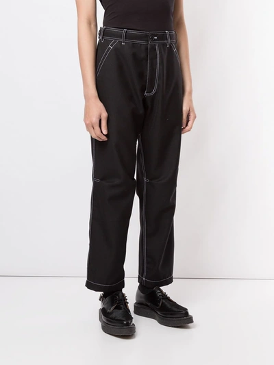 Shop Comme Des Garçons Shirt Contrast-stitching Straight-leg Trousers In Black