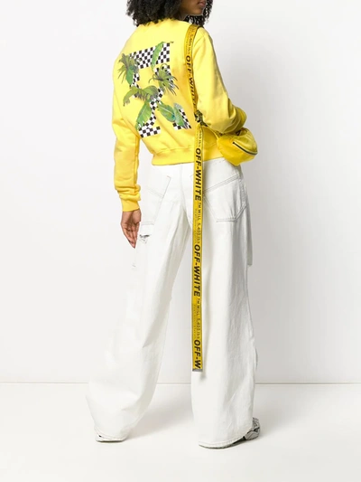 Shop Off-white Printed Cropped Sweatshirt In Yellow