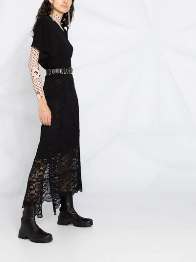 Rabanne Split-hem Lace Midi Skirt In Black