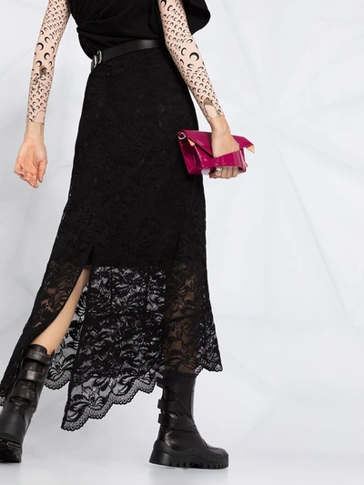 Rabanne Split-hem Lace Midi Skirt In Black
