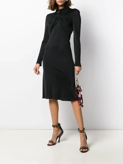 Pre-owned Versace 1990s Twist Detail Dress In Black