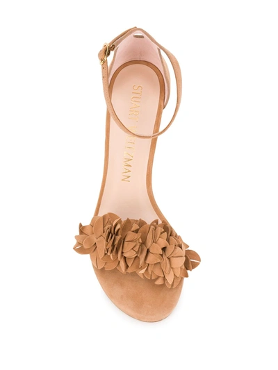 Stuart Weitzman Nearly 3d Flower Sandals In Brown