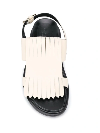 Shop Marni Fringed Fussbett Sandals In Black