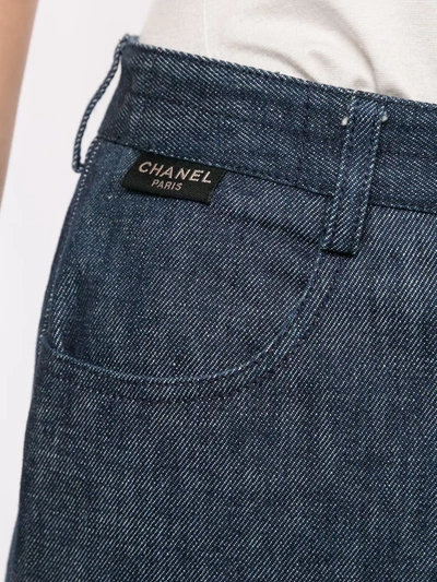 Pre-owned Chanel 1999 Flared Cropped Jeans In Blue