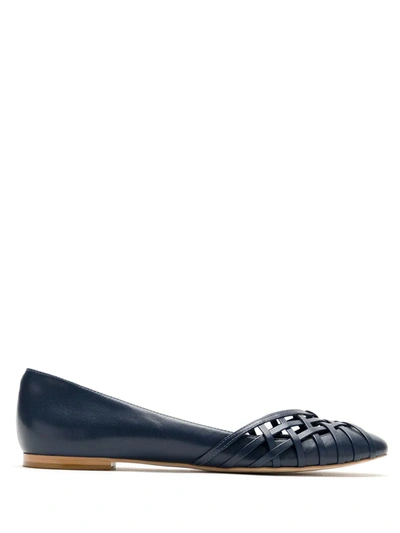 Shop Sarah Chofakian Victoria Leather Flat Ballerinas In Blue