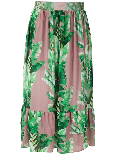 Shop Amir Slama Printed Ruffle Skirt In Green