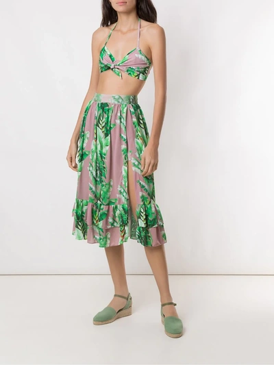 Shop Amir Slama Printed Ruffle Skirt In Green