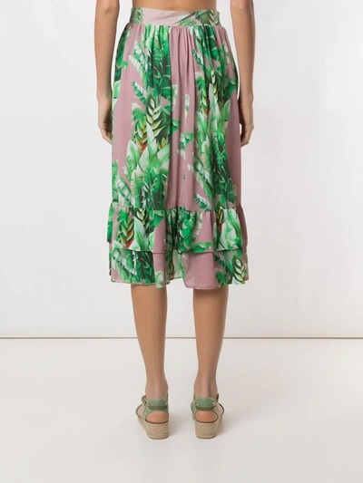 Shop Amir Slama Printed Ruffle Skirt In Green