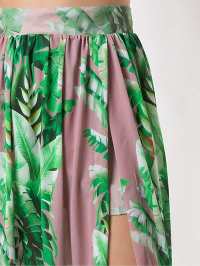 Shop Amir Slama Printed Ruffle Skirt In Green