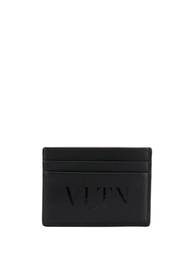 Shop Valentino Vltn Logo Print Cardholder In Black