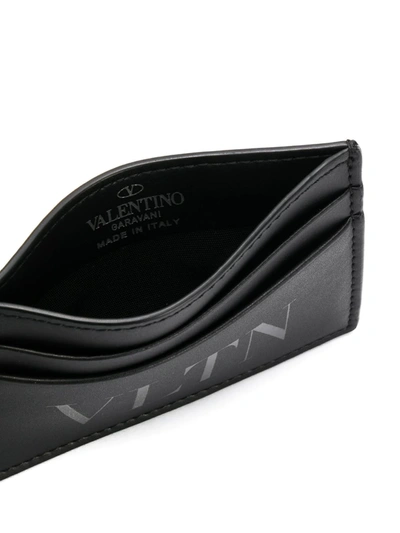 Shop Valentino Vltn Logo Print Cardholder In Black