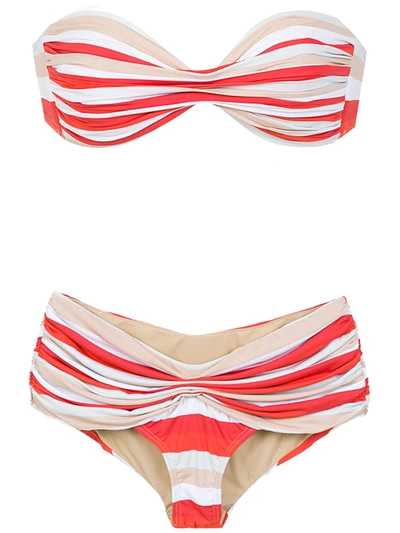 AMIR SLAMA STRIPED BIKINI - 红色