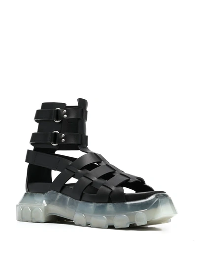 Shop Rick Owens Strappy Leather Sandals In Black