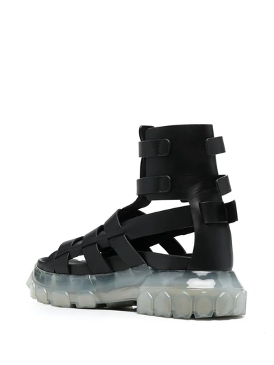 Shop Rick Owens Strappy Leather Sandals In Black