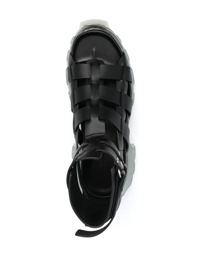 Shop Rick Owens Strappy Leather Sandals In Black