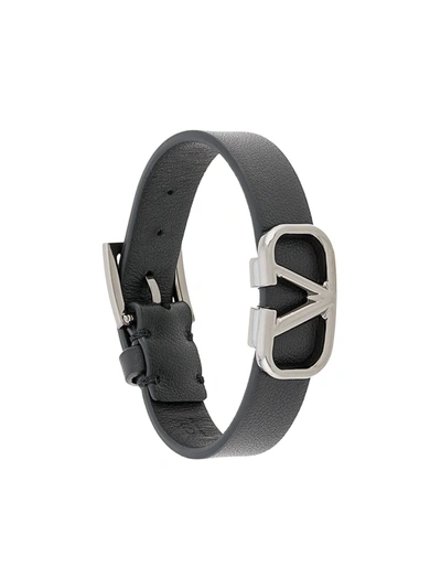 Valentino Garavani Black Leather Vlogo Signature Bracelet | ModeSens
