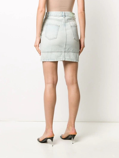 Shop Off-white Front Zip Denim Mini Skirt In Blue