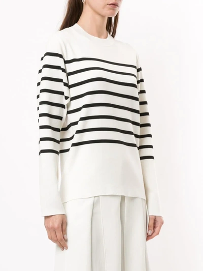 Shop Akira Naka Cut-out Striped Pullover In White