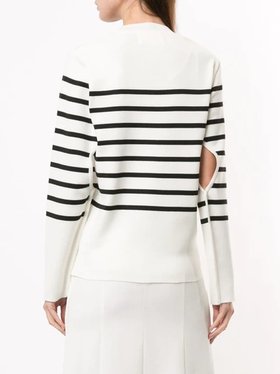 Shop Akira Naka Cut-out Striped Pullover In White