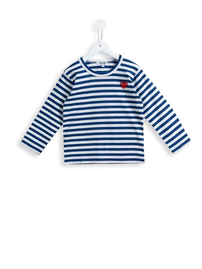Shop Comme Des Garçons Striped T-shirt In Blue