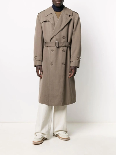 Pre-owned A.n.g.e.l.o. Vintage Cult 1950s Double-breasted Trench Coat In Neutrals