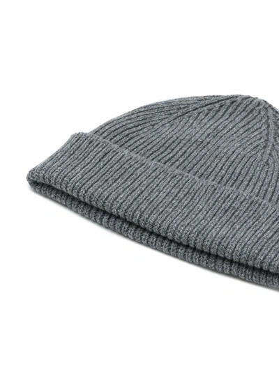 Shop Paul Smith Rib Knit Hat In Grey